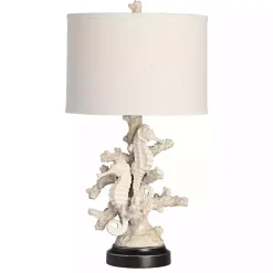 Kirklands Home Natural Cream Resin Coastal Textured Table Lamp Tan