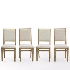 Online Kirklands Home Natural Cream Upholstered Dining Chairs, Set of 4 Ivory