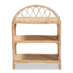 Online Kirklands Home Natural Curled Rattan 3-Tiered Bookcase