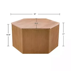 Best Kirklands Home Natural Fluted Hexagon Coffee Table Tan