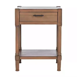 Outlet Kirklands Home Natural Geometric Industrial Pull Accent Table Brown
