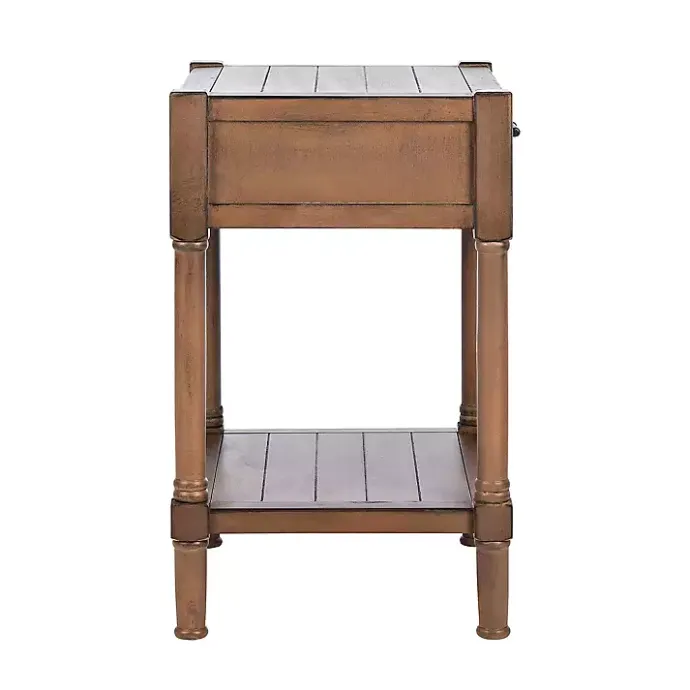 Outlet Kirklands Home Natural Geometric Industrial Pull Accent Table Brown