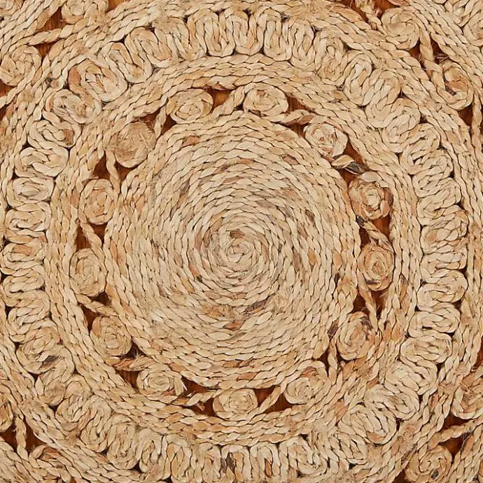 Kirklands Home Natural Golden Sunshine Circular Area Rug, 4x4 Tan