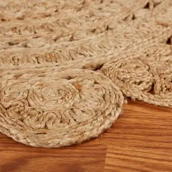 Kirklands Home Natural Golden Sunshine Circular Area Rug, 4x4 Tan