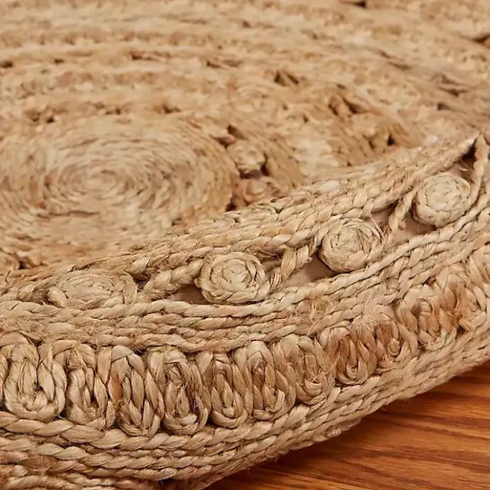 Kirklands Home Natural Golden Sunshine Circular Area Rug, 4x4 Tan