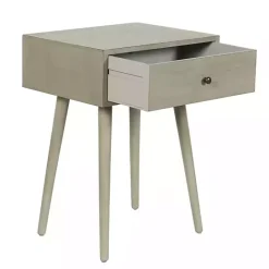 Best Kirklands Home Natural Wood 1-Drawer Arthur Accent Table Gray