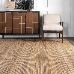 Outlet Kirklands Home Natural Hand Woven Rigo Jute Area Rug, 10x14 Tan