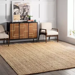 Sale Kirklands Home Natural Hand Woven Rigo Jute Area Rug, 12x18 Tan