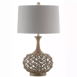 Discount Kirklands Home Natural Hemp Rope Coastal Table Lamp White