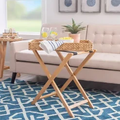 Clearance Kirklands Home Natural Hyacinth Haysom Tray Table Tan