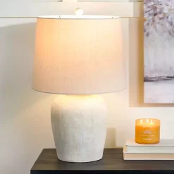 Best Kirklands Home Natural Textured Table Lamp Ivory