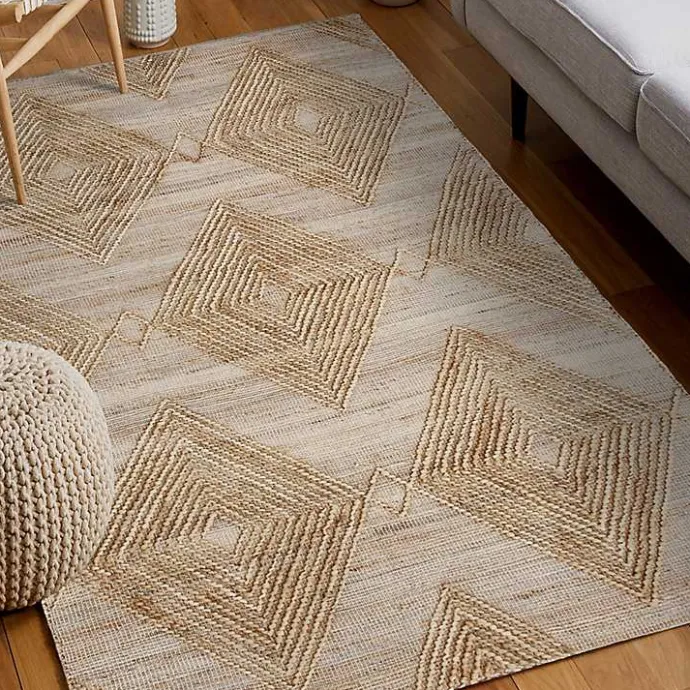 Hot Kirklands Home Natural Jute Diamond Modern Woven Area Rug, 5x8 Brown