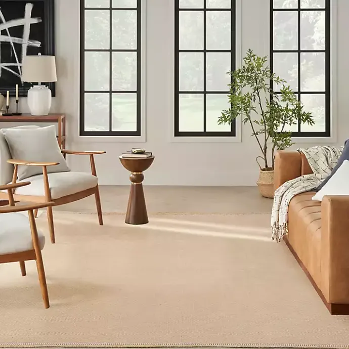 Discount Kirklands Home Natural Jute Solid Woven Area Rug, 7x9 Tan