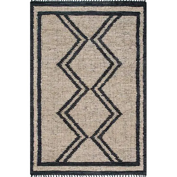Kirklands Home Natural Leather Flatweave ZigZag Area Rug, 8x10