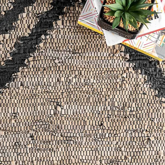 Kirklands Home Natural Leather Flatweave ZigZag Area Rug, 8x10