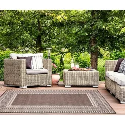 Clearance Kirklands Home Natural Linear Macy Indoor/Outdoor Area Rug, 4x7 Brown