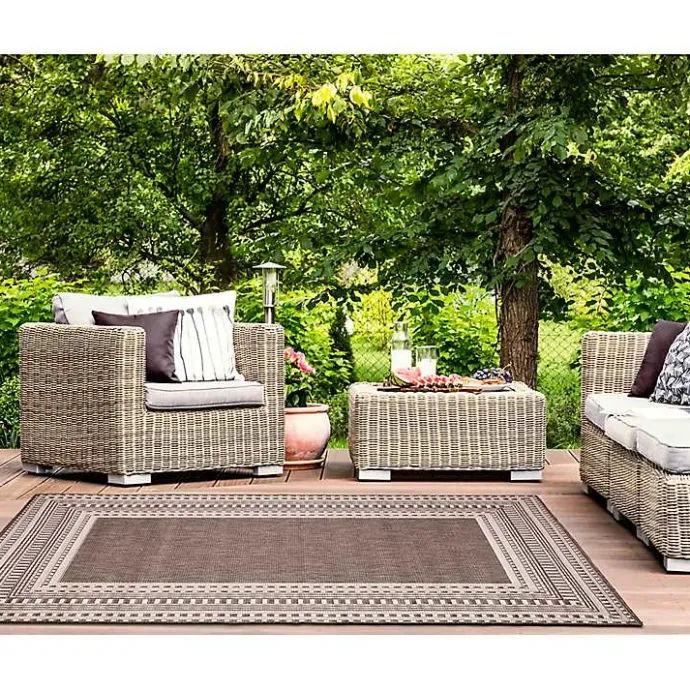 Sale Kirklands Home Natural Linear Macy Indoor/Outdoor Area Rug, 6x9 Brown