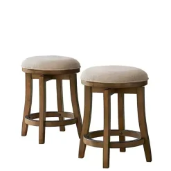 Hot Kirklands Home Natural Linen Barrel Base Swivel Counter Stool Set Tan