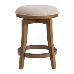 Hot Kirklands Home Natural Linen Barrel Base Swivel Counter Stool Set Tan
