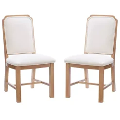 Clearance Kirklands Home Natural Linen Scalloped Dining Chairs, Set of 2 White