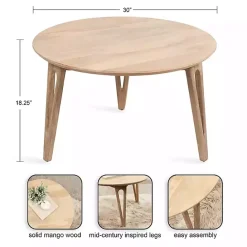 Online Kirklands Home Natural Mango Wood Round Kershaw Coffee Table Tan