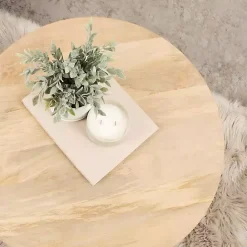 Online Kirklands Home Natural Mango Wood Round Kershaw Coffee Table Tan