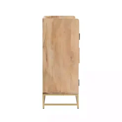 Best Kirklands Home Natural Marble Rattan Front Bar Cabinet