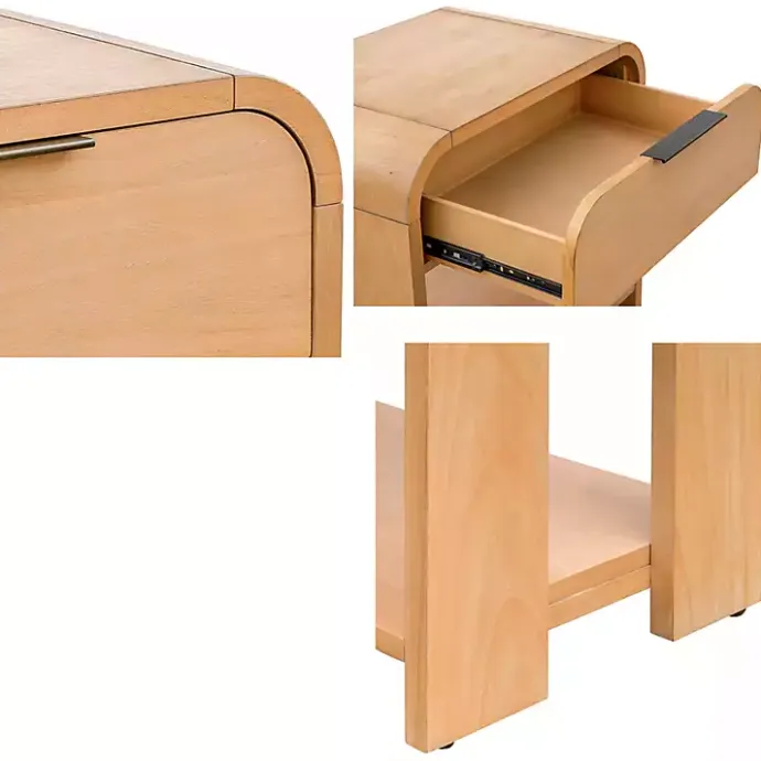 Best Kirklands Home Natural Modern Curve Nightsd Tan