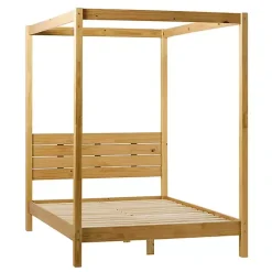 New Kirklands Home Natural Pine Canopy Full Bed Tan