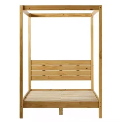 New Kirklands Home Natural Pine Canopy Full Bed Tan