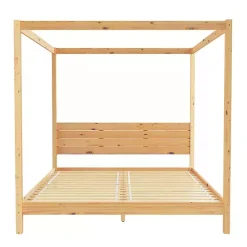 Discount Kirklands Home Natural Pine Canopy King Bed Tan
