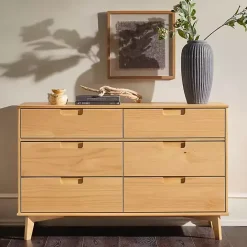 Sale Kirklands Home Natural Pine 6-Drawer Dresser Tan