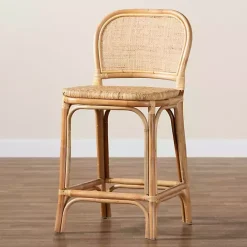 New Kirklands Home Natural Rat Adrena Counter Stool Tan