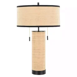 Kirklands Home Natural Rattan and Black Metal Table Lamp