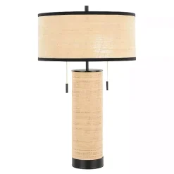 Kirklands Home Natural Rattan and Black Metal Table Lamp