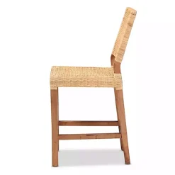 Outlet Kirklands Home Natural Rat and Wood Counter Stool Tan