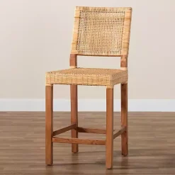 Outlet Kirklands Home Natural Rat and Wood Counter Stool Tan
