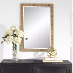 Clearance Kirklands Home Natural Rattan Beveled Wall Mirror
