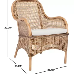 Discount Kirklands Home Natural Rattan Charlie Accent Chair White