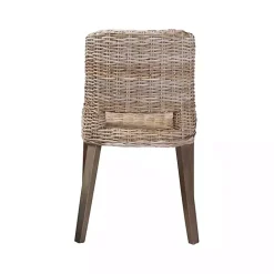 New Kirklands Home Natural Rattan Cutout Back Dining Chair Brown