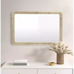 New Kirklands Home Natural Rattan Frame Rectangle Wall Mirror