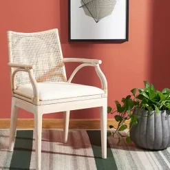 Kirklands Home Natural Rattan Gianna Accent Chair White