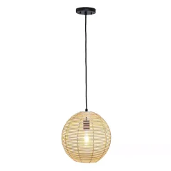 Kirklands Home Natural Rat Sphere Pendant Light Tan
