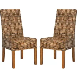 Outlet Kirklands Home Natural Rattan Wood Woven 2-pc. Dining Chair Set Brown
