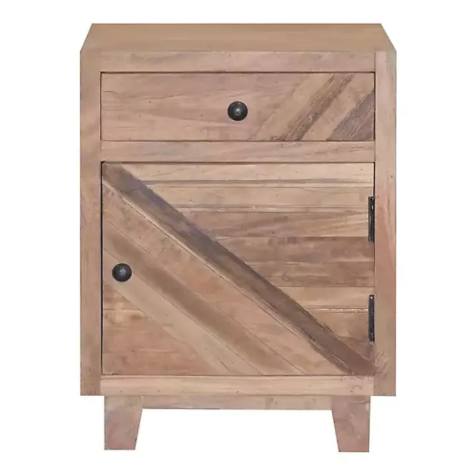 Clearance Kirklands Home Natural Reclaimed Wood Diagonal Slats Nightsd Tan