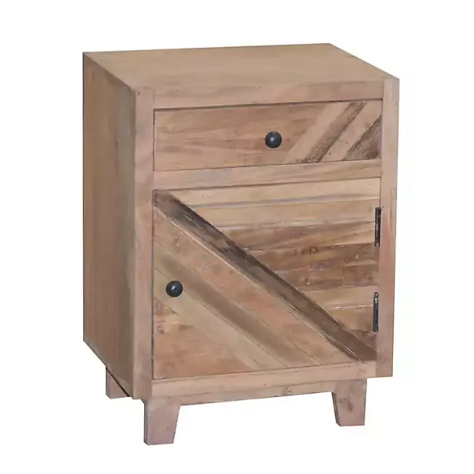 Clearance Kirklands Home Natural Reclaimed Wood Diagonal Slats Nightsd Tan