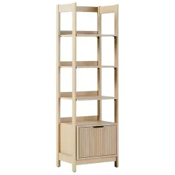 Kirklands Home Natural Reeded Wood Holmes Narrow Bookcase Tan
