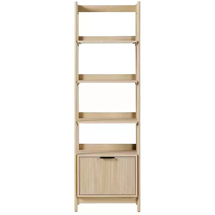 Kirklands Home Natural Reeded Wood Holmes Narrow Bookcase Tan