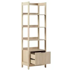 Kirklands Home Natural Reeded Wood Holmes Narrow Bookcase Tan