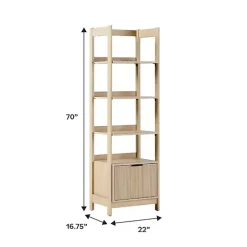 Kirklands Home Natural Reeded Wood Holmes Narrow Bookcase Tan